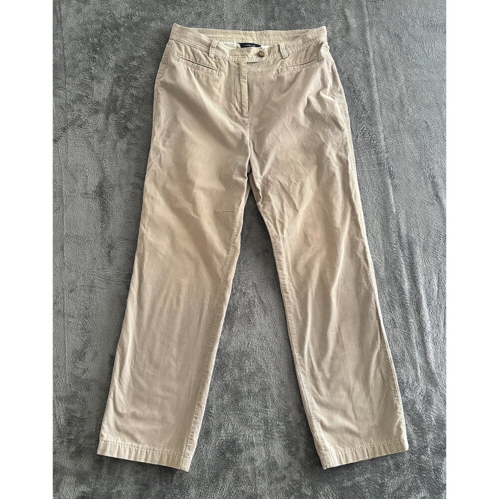 Lands' End Women's Size 12 Beige Corduroy Pants Straight Leg 100% Cotton ~32x30